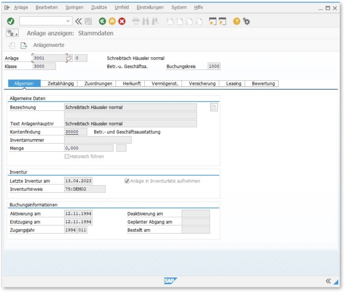 Anlageninventur - Auswertung in SAP